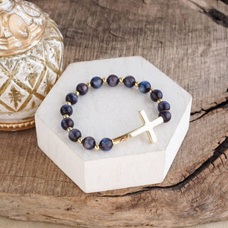 Fall Glow Cross Charm Stretch Bracelet