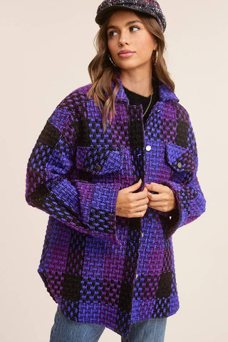 Bleacher Season Purple Check Shacket