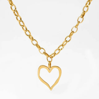 Hey Beautiful – 18K Gold Plated Tarnish-Resistant Open Heart Necklace (Gold Tone)
