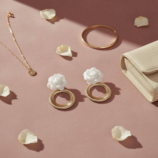 The Ivory Bloom Statement Earrings – Gold & White