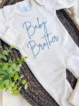 Wonderfully Made Baby Brother Embroidered Romper - Blue