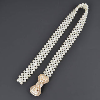 Tea Party Pearl Bow Stretch Belt