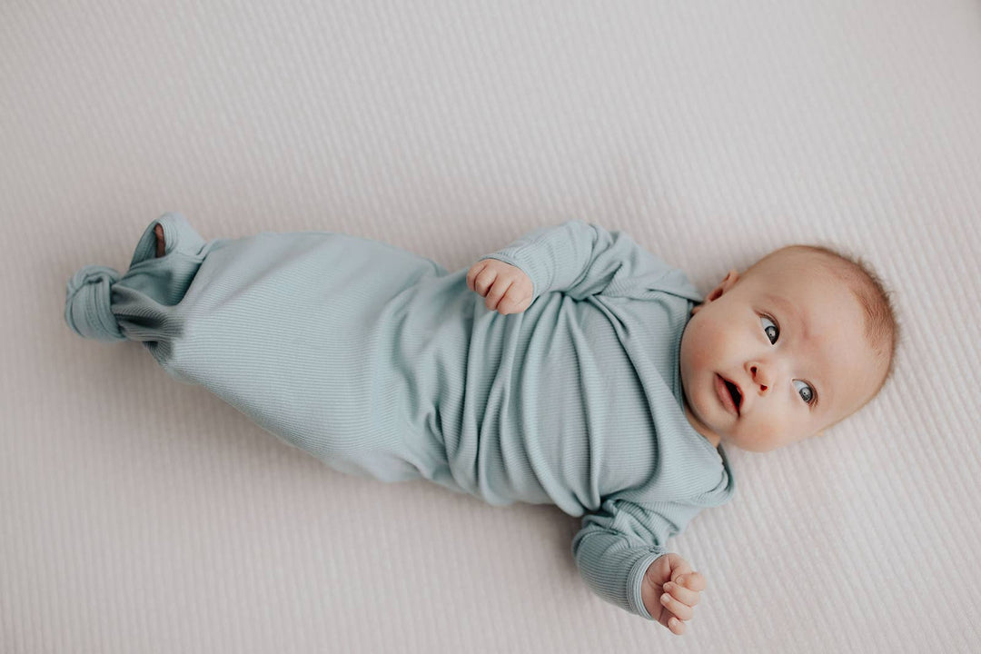 Bamboo - Blue Bird Ribbed Knotted Gown