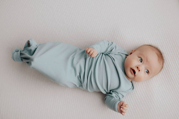 Bamboo - Blue Bird Ribbed Knotted Gown
