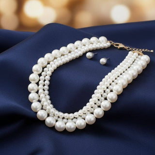 The Luxe Layered Pearl Choker Set – Cream