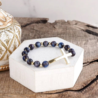 Fall Glow Cross Charm Stretch Bracelet