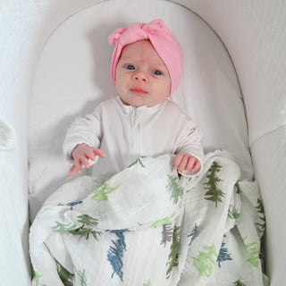 LollyBanks Evergreen Pine Tree Muslin Swaddle Blanket