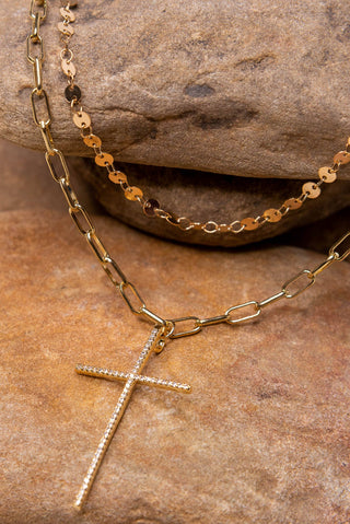 Golden Grace Layered Cross Necklace