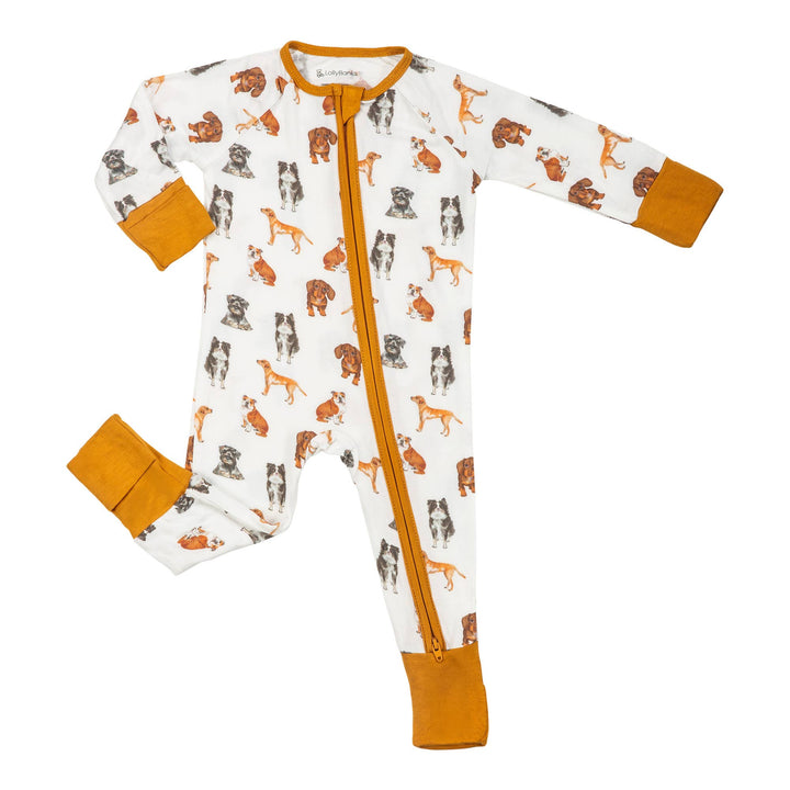 Woof Woof Dogs Baby Bamboo Pajamas, 2-Way Zipper: Newborn