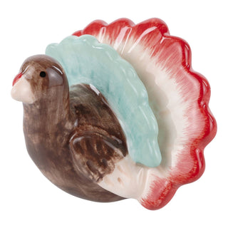 Colorful Turkey topper on a charcuterie board