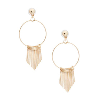 The Golden Fringe Circle Drop Earrings