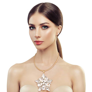 The Radiant Luxe Crystal Collar Necklace Set – Gold