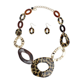 The Wild Luxe Link Statement Necklace Set – Leopard