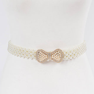 Tea Party Pearl Bow Stretch Belt