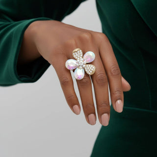 The Aurora Bloom Statement Cocktail Ring – Gold