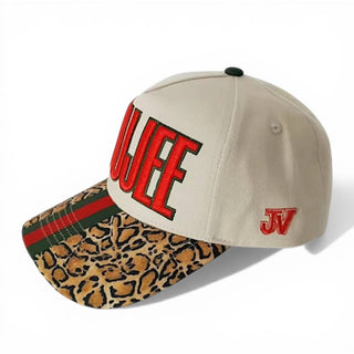 Boujee Embroidered Leopard Print Snapback Cap – Red & Green
