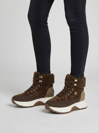 Brown Fur-Lined High-Top Sneakers | Lace-Up Winter Sneaker Boots