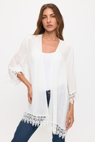 The Coastal Lace Kimono – Ivory & Taupe