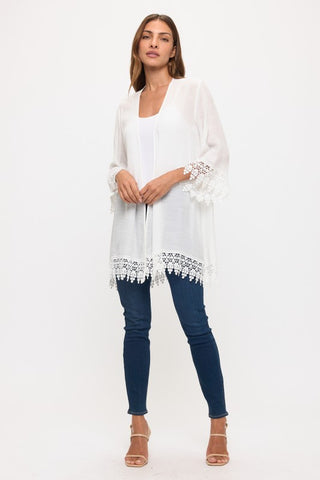 The Coastal Lace Kimono – Ivory & Taupe