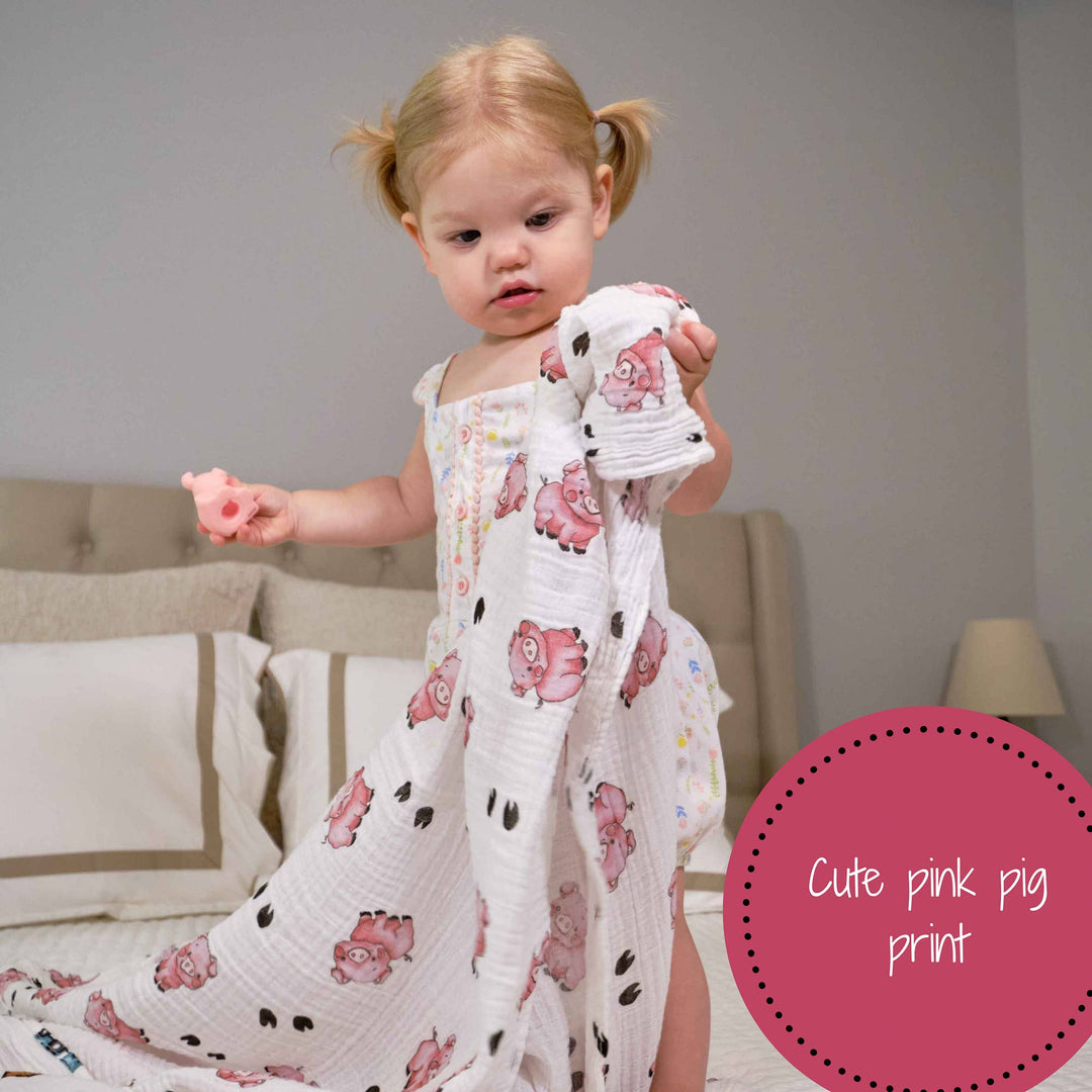 Pig- Oink Oink Muslin Swaddle BAby Blanket