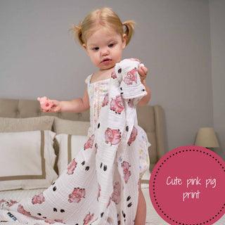 Oink Oink Pig Muslin Swaddle Blanket