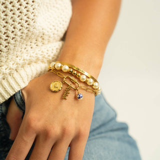 Hey Beautiful Pearl & Gold Accent Stretch Bracelet – Waterproof & Tarnish-Free