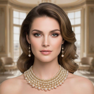 The Golden Heirloom Pearl Bib Necklace Set – Dreamy Brown