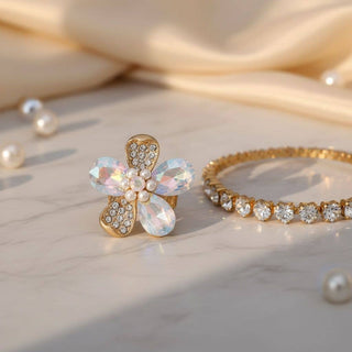 The Aurora Bloom Statement Cocktail Ring – Gold
