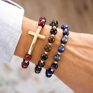 Fall Glow Cross Charm Stretch Bracelet