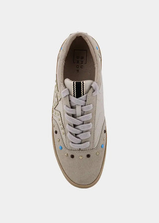 Shu Shop Light Grey Star Sneakers | Embellished Low-Top Shoes