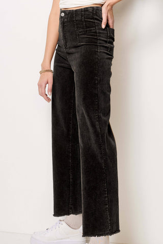 Hayride Mineral Wash High Rise Wide Leg Corduroy Pants