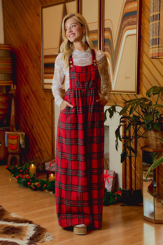 Hearthside Holly Red Tartan Overalls