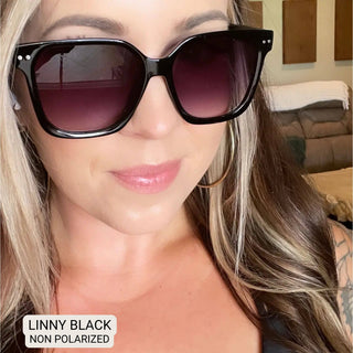 DAX Linny Black Oversized Horn Frame Sunglasses