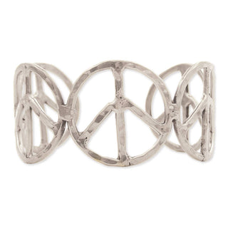 Woodstock Vibes Silver Peace Sign Cuff Bracelet