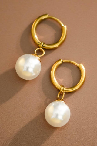 Hey Beautiful 18K Gold Plated Tarnish-Resistant Pearl Drop Earrings