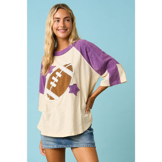 Purple Football Patch Mineral Wash Raglan Top – Game Day Boutique Style