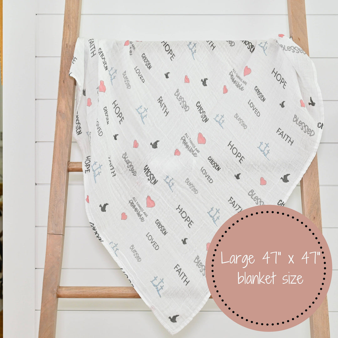 All Things Possible Muslin Swaddle Baby Blanket
