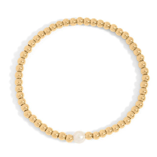 Hey Beautiful Gold Bead Pearl Accent Stretch Bracelet – Waterproof & Tarnish-Free