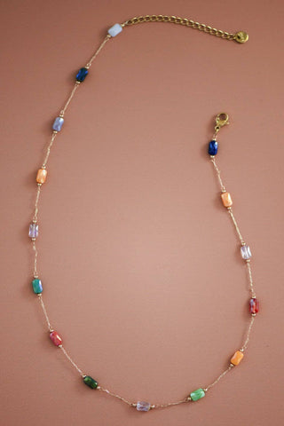 Hey Beautiful 18K Gold Plated Tarnish-Resistant Colorful Crystal Necklace