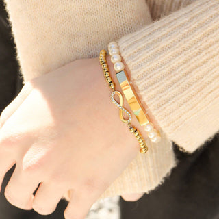 Hey Beautiful Gold Bead Infinity Stretch Bracelet – Waterproof & Tarnish-Free