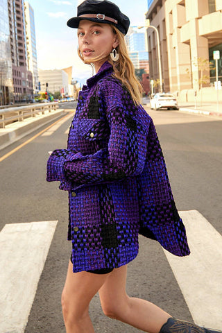 Bleacher Season Purple Check Shacket