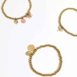 Hey Beautiful Waterproof Tarnish-Free Gold Beaded Stretch Bracelet (4mm, 5mm, 6mm, 8mm)