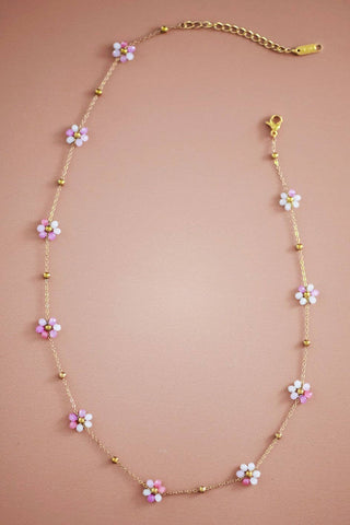 Hey Beautiful 18K Gold Plated Tarnish-Resistant Flower Beaded Necklace