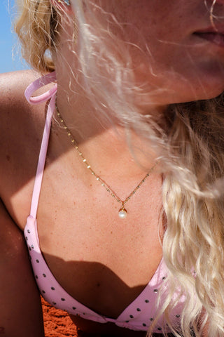 Hey Beautiful 8mm Pearl Charm – Gold Accent