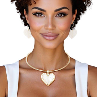 The Sweetheart Luxe Omega Necklace Set – Gold & Marble