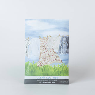 Clean Clothes scented sachet in hand-painted laundry-line envelope