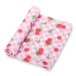 LollyBanks Cherry on Top Cotton Muslin Swaddle Blanket