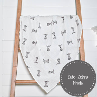 LollyBanks Baby Zebra Cotton Muslin Swaddle Blanket
