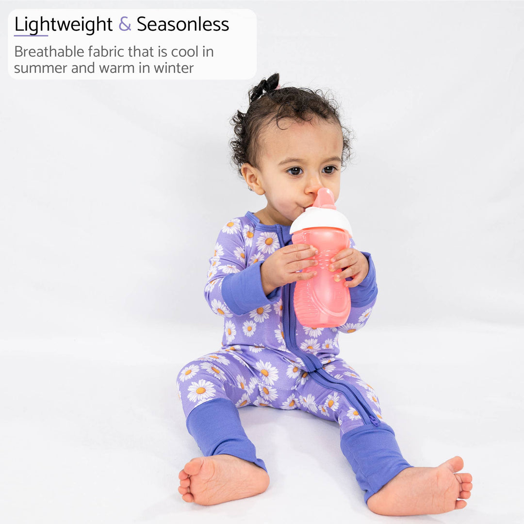 Beautiful Daisy Baby Bamboo Pajamas, 2-Way Zipper Romper