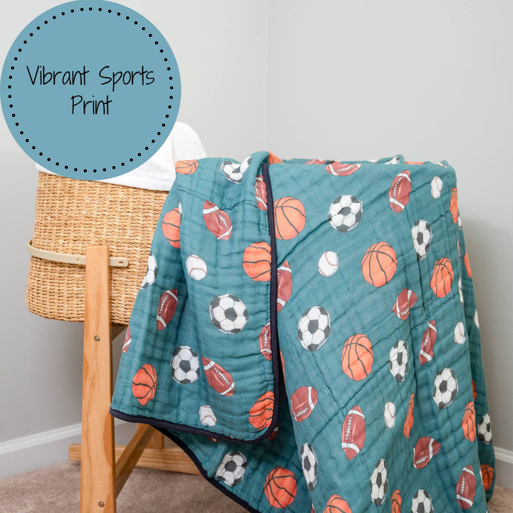 Little Athlete Sporty Theme Baby Toddler Muslin Quilt